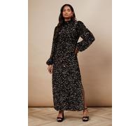 Oasis Women's Occasion Velvet Sequin High Neck Midi Dress in Black | Size: 8 Oasis Black 8