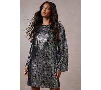 Oasis Women's Occasion Zebra Metallic Mini Dress in Black | Size: 8