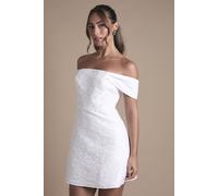 Oasis Women's Off The Shoulder Jacquard Wedding Mini Dress in Ivory | Size: 10