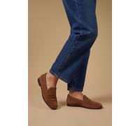 Oasis Olivia Faux Suede Ruched Detail Loafers, 5, Chocolate