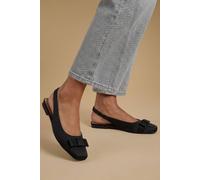 Oasis Women's Olivia Satin Bow Detail Slingback Ballet Pumps Flat in Black | Size: 4