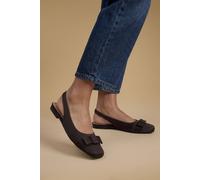 Oasis Women's Olivia Satin Bow Detail Slingback Ballet Pumps Flat in Chocolate | Size: 4