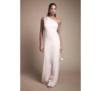 Oasis Women's One Shoulder Satin Jacquard Bridesmaid Maxi Dress in Blush | Size: 14