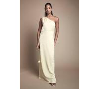 Oasis Women's One Shoulder Satin Jacquard Bridesmaid Maxi Dress in Butter | Size: 10 Oasis Butter 10