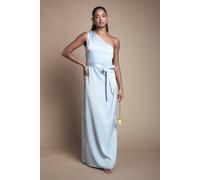Oasis Women's One Shoulder Satin Maxi Bridesmaid Dress in Light Blue | Size: 8
