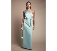 Oasis Women's One Shoulder Satin Maxi Bridesmaid Dress in Sage | Size: 16