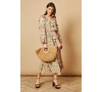 Paisley Printed V Neck Cold Shoulder Belt Detail Midi Dress Oasis Multi 10