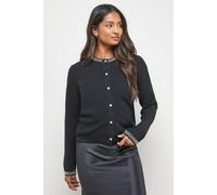 Oasis Women's Pearl Detail Cardigan in Black | Size: Medium Oasis Black M