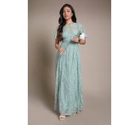 Oasis Women's Petite Angel Sleeve Lace Bridesmaid Dress in Sage | Size: 16 Oasis Sage 16