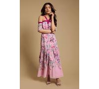 Oasis Women's Petite Bow Detail Halter Neck Bardot Dress in Pink | Size: 10 Oasis Pink 10