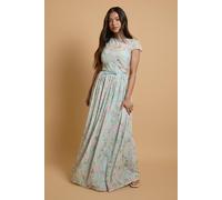 Oasis Women's Petite Cap Sleeve Mesh Maxi Dress in Blue | Size: 10