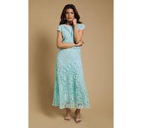 Oasis Women's Petite Dobby Lace Detail Midaxi Dress in Mint | Size: 8 Oasis Mint 8