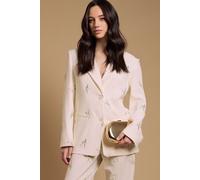 Oasis Women's Petite Floral Embroidered Tailored Blazer in Ivory | Size: 16 Oasis Ivory 16