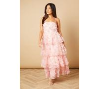 Oasis Women's Petite Floral Textured Strappy Midaxi Dress in Blush | Size: 14 Oasis Blush 14