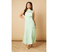 Oasis Women's Petite Gathered High Neck Chiffon Midi Dress in Aqua | Size: 8 Oasis Aqua 8