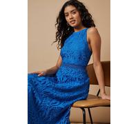 Oasis Women's Petite Lace Halterneck Dress in Blue | Size: 16 Oasis Blue 16