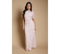 Oasis Women's Petite Linear Embellished Angel Sleeve Maxi Dress in Blush | Size: 10