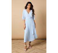 Oasis Women's Petite Occasion Kimono Sleeve Pleated Midi Dress in Cornflower Blue | Size: 12 Oasis Cornflower Blue 12
