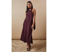 Oasis Women's Petite Occasion Tie Bias Maxi Dress in Chocolate | Size: 16 Oasis Chocolate 16