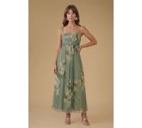 Oasis Women's Petite Pleated Mesh Maxi Dress in Sage | Size: 8