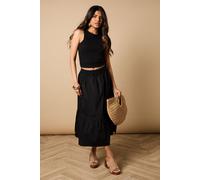 Oasis Women's Petite Poplin Midi Skirt in Black | Size: 12 Oasis Black 12