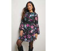 Petite Printed Dobby Chiffon Lace Detail Mini Dress Oasis Floral 10