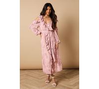 Oasis Women's Petite Printed V Neck Cold Shoulder Belt Detail Midi Dress | Size: 8 Oasis Multicolor 8