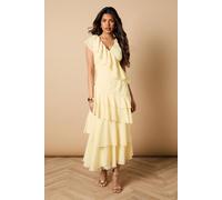 Oasis Women's Petite Ruffle Asymmetric Maxi Dress in Yellow | Size: 12