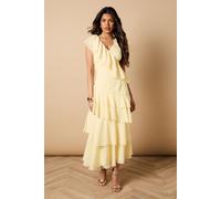 Oasis Women's Petite Ruffle Asymmetric Maxi Dress in Yellow | Size: 12 Oasis Yellow 12