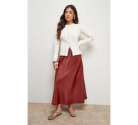 Petite Satin Bias Cut Midi Skirt Oasis Rust 8