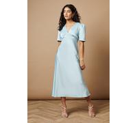 Oasis Women's Petite Satin Midaxi Dress in Blue | Size: 12 Oasis Blue 12