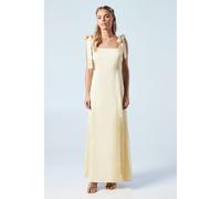 Oasis Women's Petite Satin Tie Shoulder Midi Bridesmaid Dress in Butter | Size: 14 Oasis Butter 14