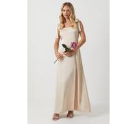 Oasis Women's Petite Satin Tie Shoulder Midi Bridesmaid Dress in Champagne | Size: 8 Oasis Champagne 8