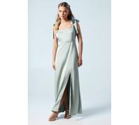 Oasis Women's Petite Satin Tie Shoulder Midi Bridesmaid Dress in Sage | Size: 12
