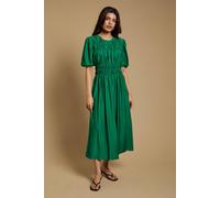 Oasis Women's Petite Shirred Bodice Puff Sleeve Midi Dress in Green | Size: 6 Oasis Green 6