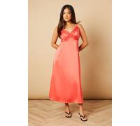 Petite Strappy Satin Lace Insert Midi Dress Oasis Hot Pink 12