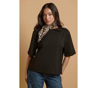 Oasis Women's Petite T-Shirt With Printed Leopard Neck Scarf in Black | Size: 6