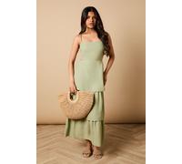 Oasis Women's Petite Tie Back Tiered Maxi Dress in Sage | Size: 6 Oasis Sage 6