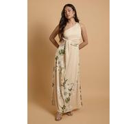 Oasis Women's Petite Trailing Camelia Jersey Bandeau Maxi Dress in Butter | Size: 16