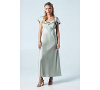 Oasis Women's Petite Twist Front Angel Sleeve Midi Bridesmaid Dress in Sage | Size: 12