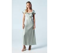 Oasis Women's Petite Twist Front Angel Sleeve Midi Bridesmaid Dress in Sage | Size: 12 Oasis Sage 12
