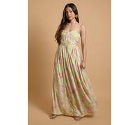 Oasis Women's Petite Wildflower Mesh Bandeau Maxi Dress in Lime | Size: 10 Oasis Lime 10