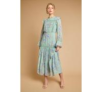Oasis Women's Pin Tuck Detail Midi Dress in Sage | Size: 12