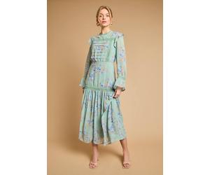 Oasis Women's Pin Tuck Detail Midi Dress in Sage | Size: 8