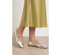 Oasis Women's Pippin Bow Detail Mary Jane Ballet Pumps in Gold | Size: 7 Oasis Gold 7