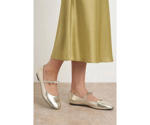 Oasis Women's Pippin Bow Detail Mary Jane Ballet Pumps in Gold | Size: 7 Oasis Gold 7