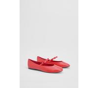 Oasis Women's Pippin Bow Detail Mary Jane Ballet Pumps in Red | Size: 3 Oasis Red 3