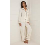 Oasis Women's Plain Satin Contrast Binding Nightwear set in Ivory | Size: Small Oasis Ivory S