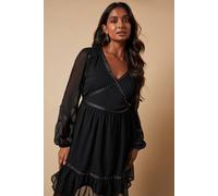 Oasis Women's Plain Stud Trim Detail Mini Dress in Black | Size: 8