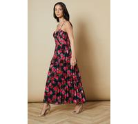 Oasis Women's Pleated Tiered Midi Dress in Black | Size: 10 Oasis Black 10